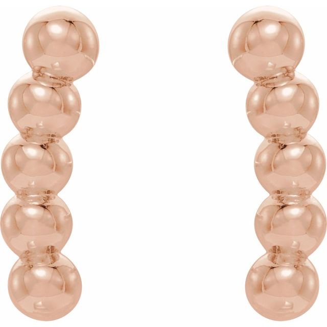 14k Rose Curved Beaded Earrings