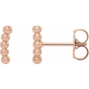 14k Rose Curved Beaded Earrings