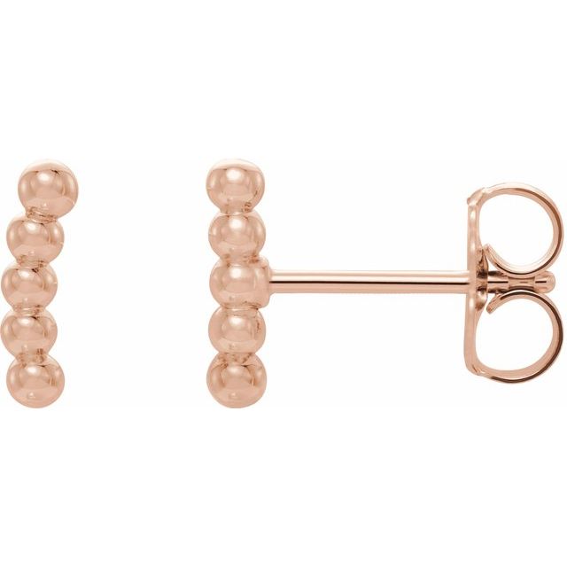 14k Rose Curved Beaded Earrings