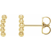 14k Yellow Curved Beaded Earrings
