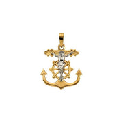 14k Yellow/white 19x17  Mm Mariner's Crucifix Pendant
