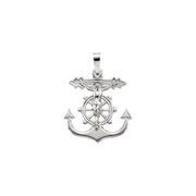 14K White 19x17 mm Mariner's Crucifix Pendant