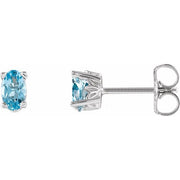 14K White Natural Aquamarine Earrings