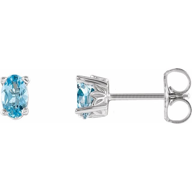 14K White Natural Aquamarine Earrings