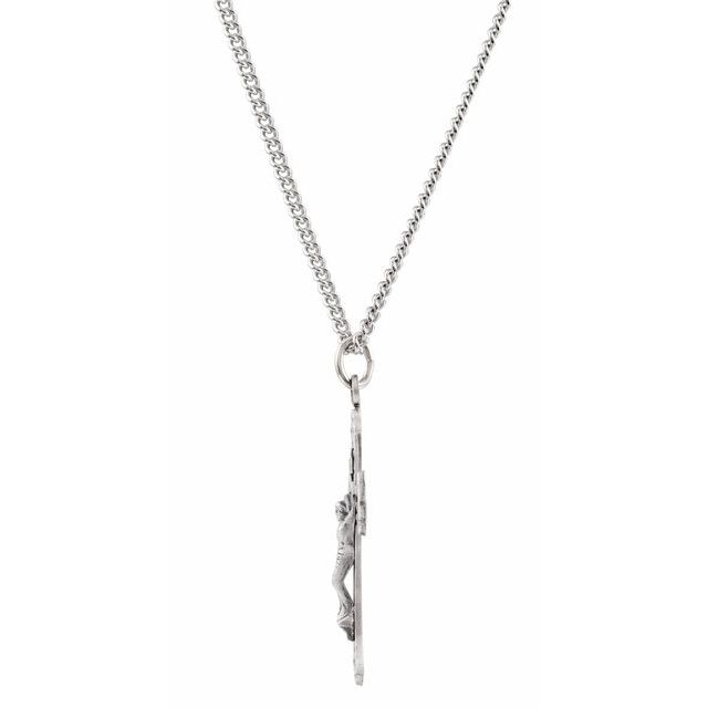 Sterling Silver 32x22 mm Crucifix 24' Necklace