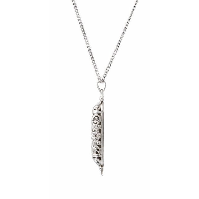 Sterling Silver 36x9 mm Mezuzah 18' Necklace with Parchment