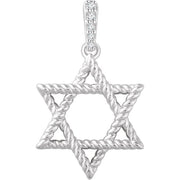 14k White .025 Ctw Natural Diamond Star Of David Pendant