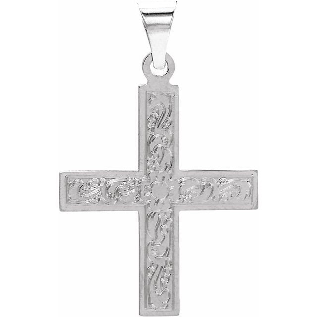 14K White 15.5x14 mm Greek Cross Pendant