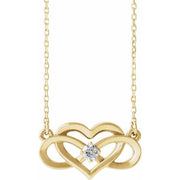 14k Yellow 1/10 Ctw Natural Diamond Infinity-inspired Heart 16-18' Necklace
