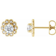 14k Yellow 5/8 Ctw Natural Diamond Halo-style Earrings