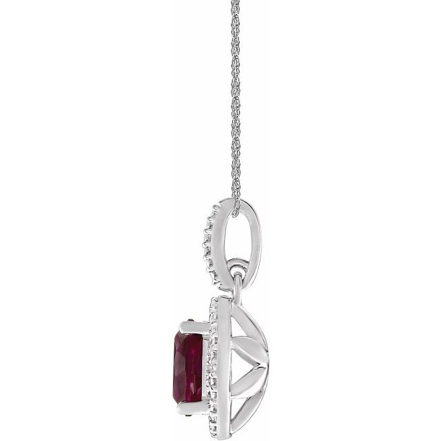 Sterling Silver Lab-grown Ruby & .01 Ctw Natural Diamond 18' Necklace