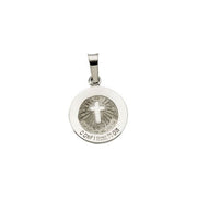 14K White 12 mm Confirmation Medal with Cross
