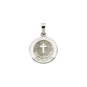 14K White 15 mm Confirmation Medal with Cross