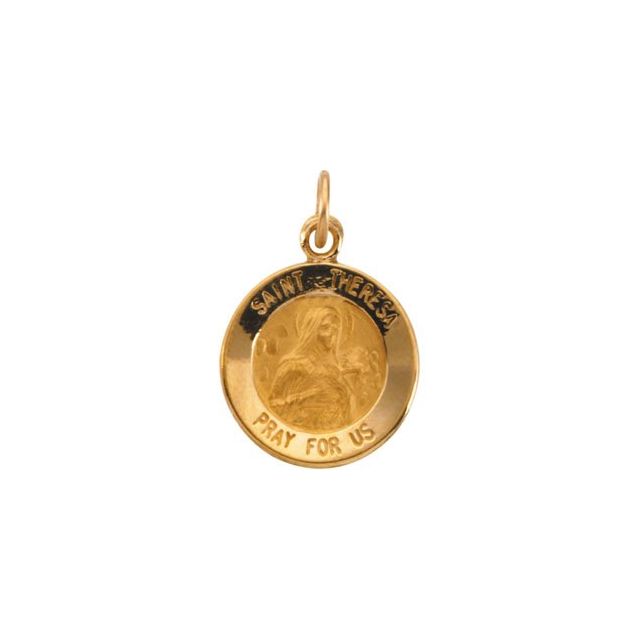 14K Yellow 12 mm Round St. Theresa Medal