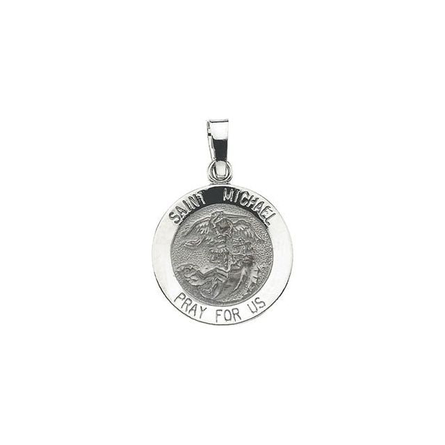 14K White 15 mm St. Michael Medal