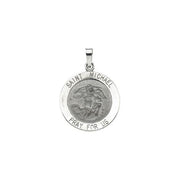 14K White 18 mm St. Michael Medal