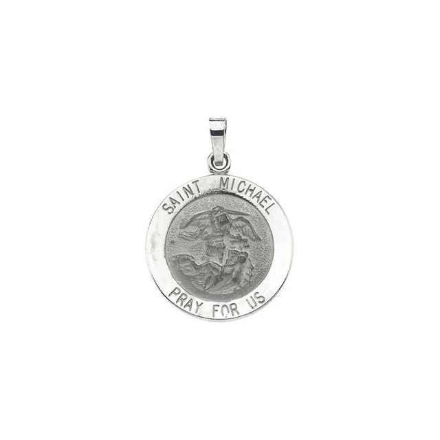 14K White 18 mm St. Michael Medal