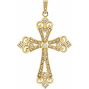 14k Yellow 5/8 Ctw Natural Diamond Cross Pendant
