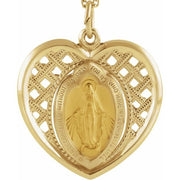 14K Yellow 20x20 mm Heart Miraculous Medal