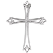 14K White Cross Pendant