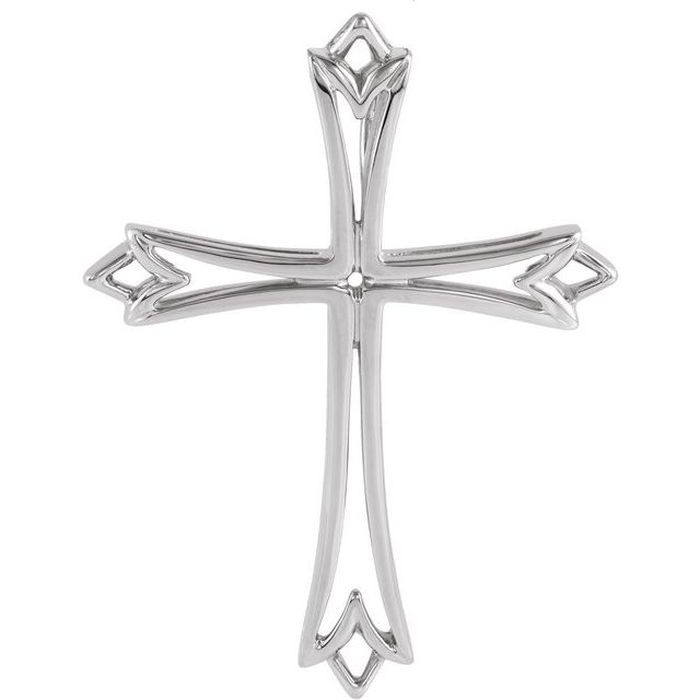14K White Cross Pendant