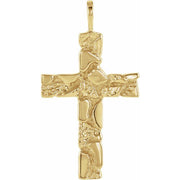 14k Yellow Nugget Cross Pendant