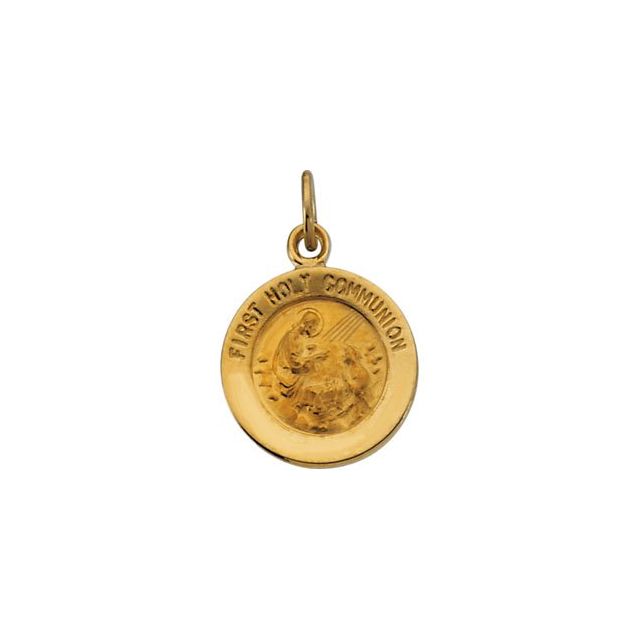 14K Yellow 12 mm First Communion Medal