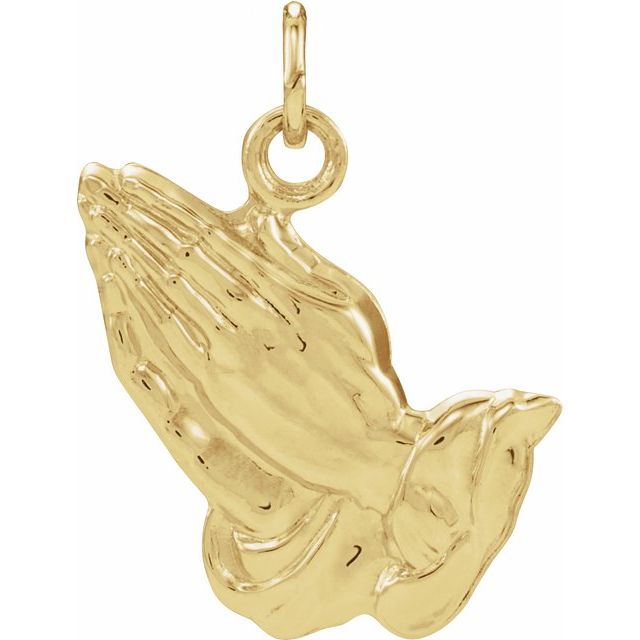 14k Yellow 20.8x19.3 Mm Praying Hands Pendant
