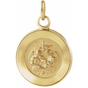 14K Yellow 18 mm Round Baptismal Medal Pendant