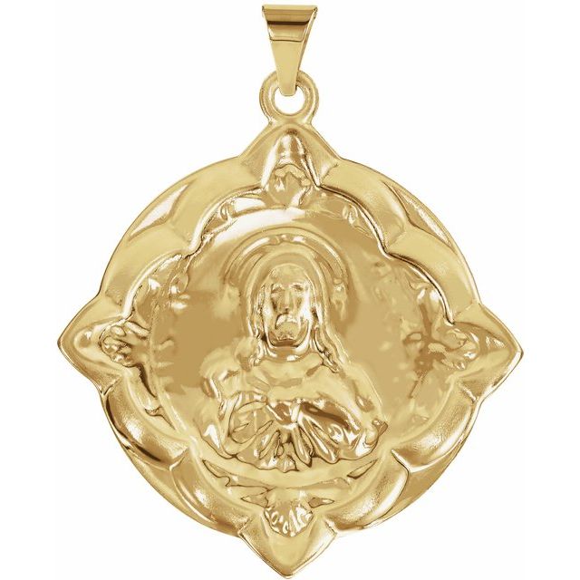 14k Yellow 31x31 Mm Sacred Heart Medal