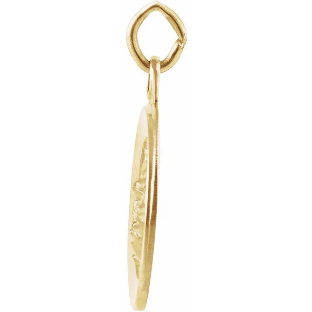 14K Yellow 18 mm Round Baptismal Medal Pendant