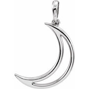 14K White 25.7x4.7 mm Crescent Moon Pendant