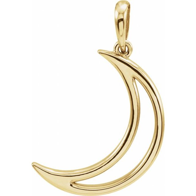 14K Yellow 25.7x4.7 mm Crescent Moon Pendant