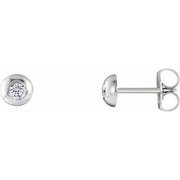 14k White 1/8 Ctw Natural Diamond Domed Stud Earring
