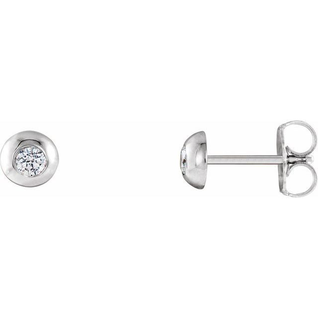 14k White 1/8 Ctw Natural Diamond Domed Stud Earring