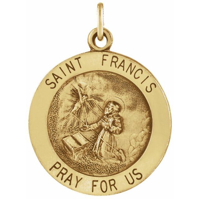 14K Yellow 18 mm Round St. Francis of Assisi Medal