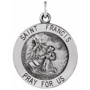 Sterling Silver 18 mm Round St. Francis of Assisi Medal 18' Necklace