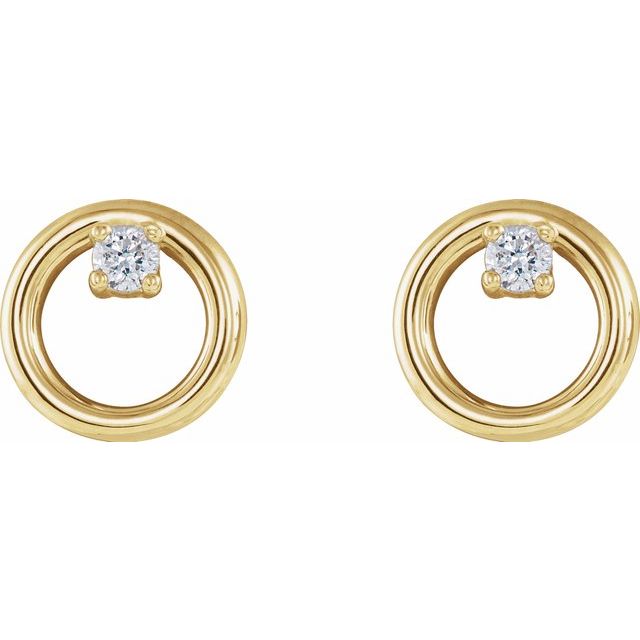 14k Yellow .06 Ctw Natural Diamond Circle Earrings