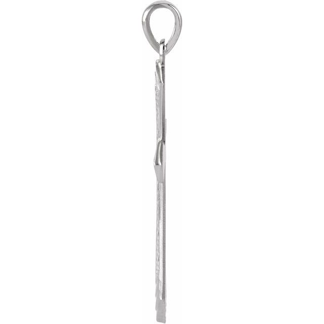 14k White 32x21 Mm Cross Pendant