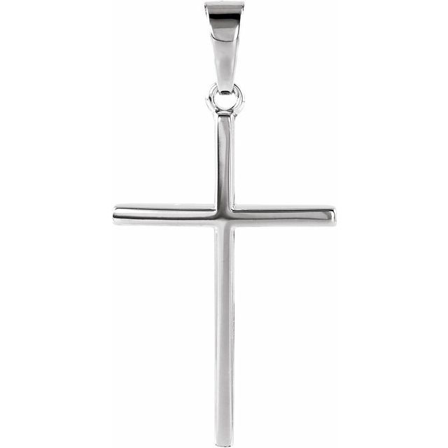 14K White 22.75x15 mm Cross Pendant