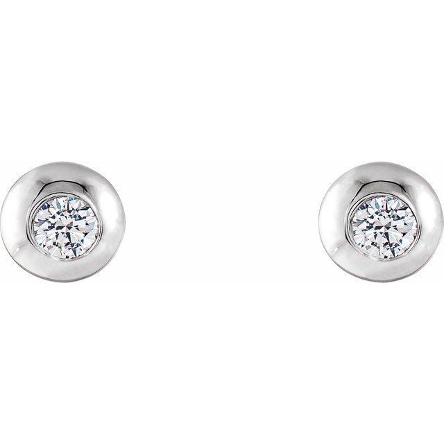 14k White 1/8 Ctw Natural Diamond Domed Stud Earring