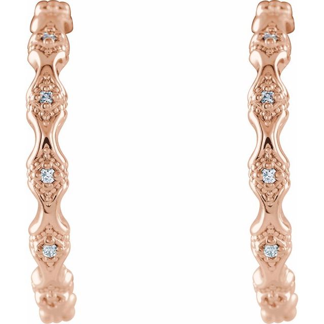 14k Rose .04 Ctw Natural Diamond Hoop Earrings