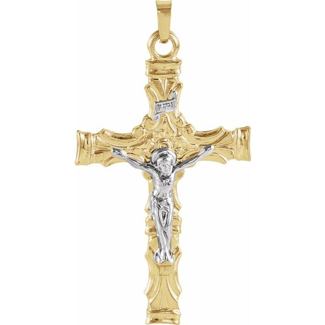 14k Yellow/white 36x24 Mm Crucifix Pendant