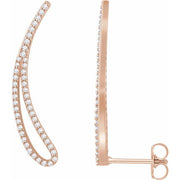 14k Rose 1/4 Ctw Natural Diamond Ear Climbers