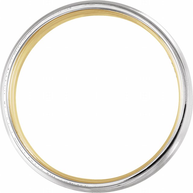 14k White/yellow 6 Mm Beveled-edge Band With Matte Finish Size 10.5