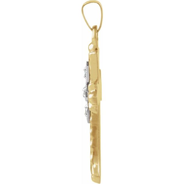 14K Yellow .05 CTW Natural Diamond Hollow Cross Pendant