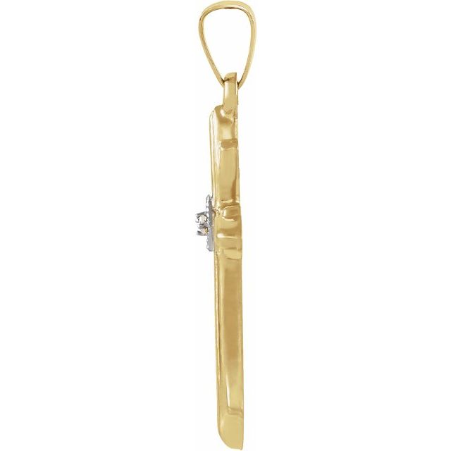 14K Yellow 22.5x15.5 mm .01 CT Natural Diamond Cross Pendant