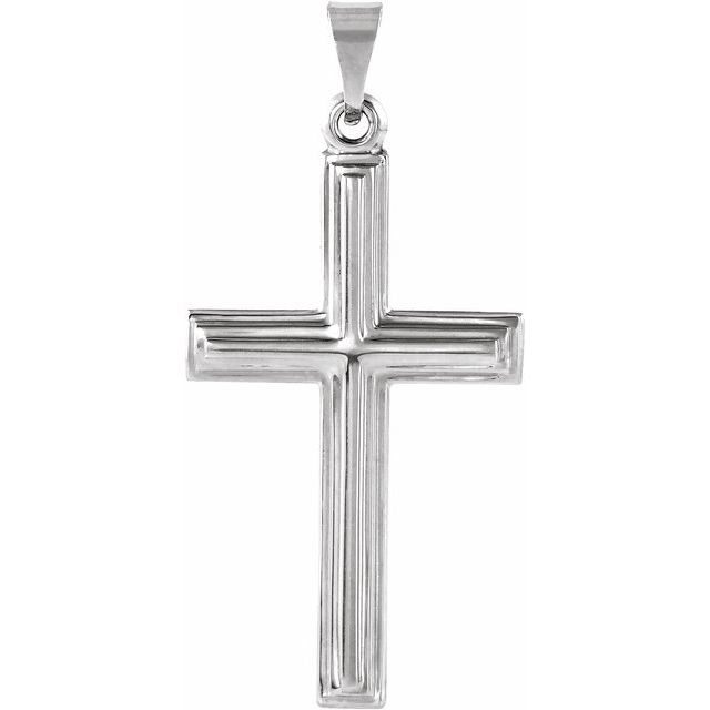 14K White 24x14 mm Cross Pendant