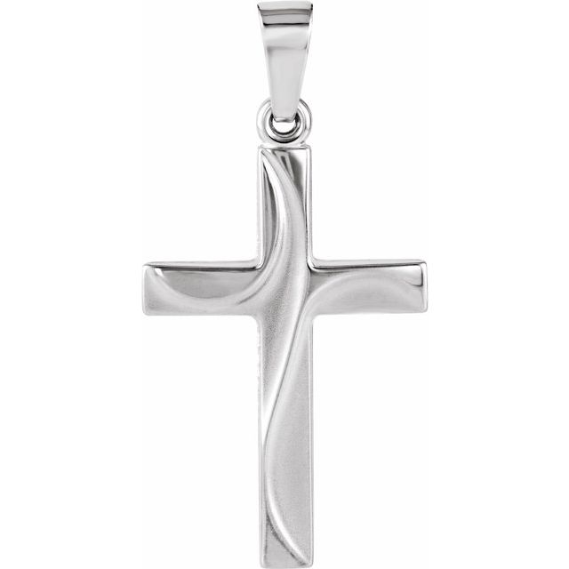 14K White 21x14 mm Cross Pendant
