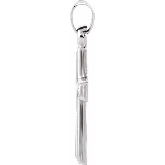 14K White 17x12 mm Cross Pendant